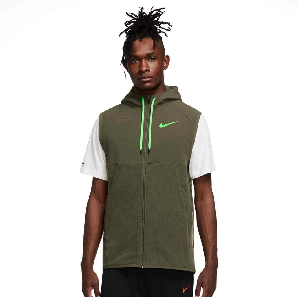 BRAND NEW Nike Training Therma-Fit Green Winterized Vest w Hood Size M Men
